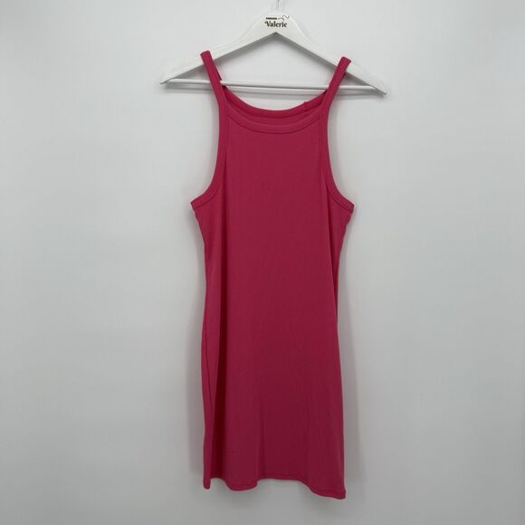 Out From Under Urban Outfitters Bright Pink Ribbed Mini Dress Size Large Cotton - Picture 1 of 9